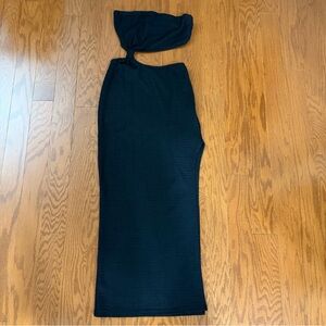 SHEIN Black Open Cut Out Women's Maxi Dress with Open Leg Cut Out